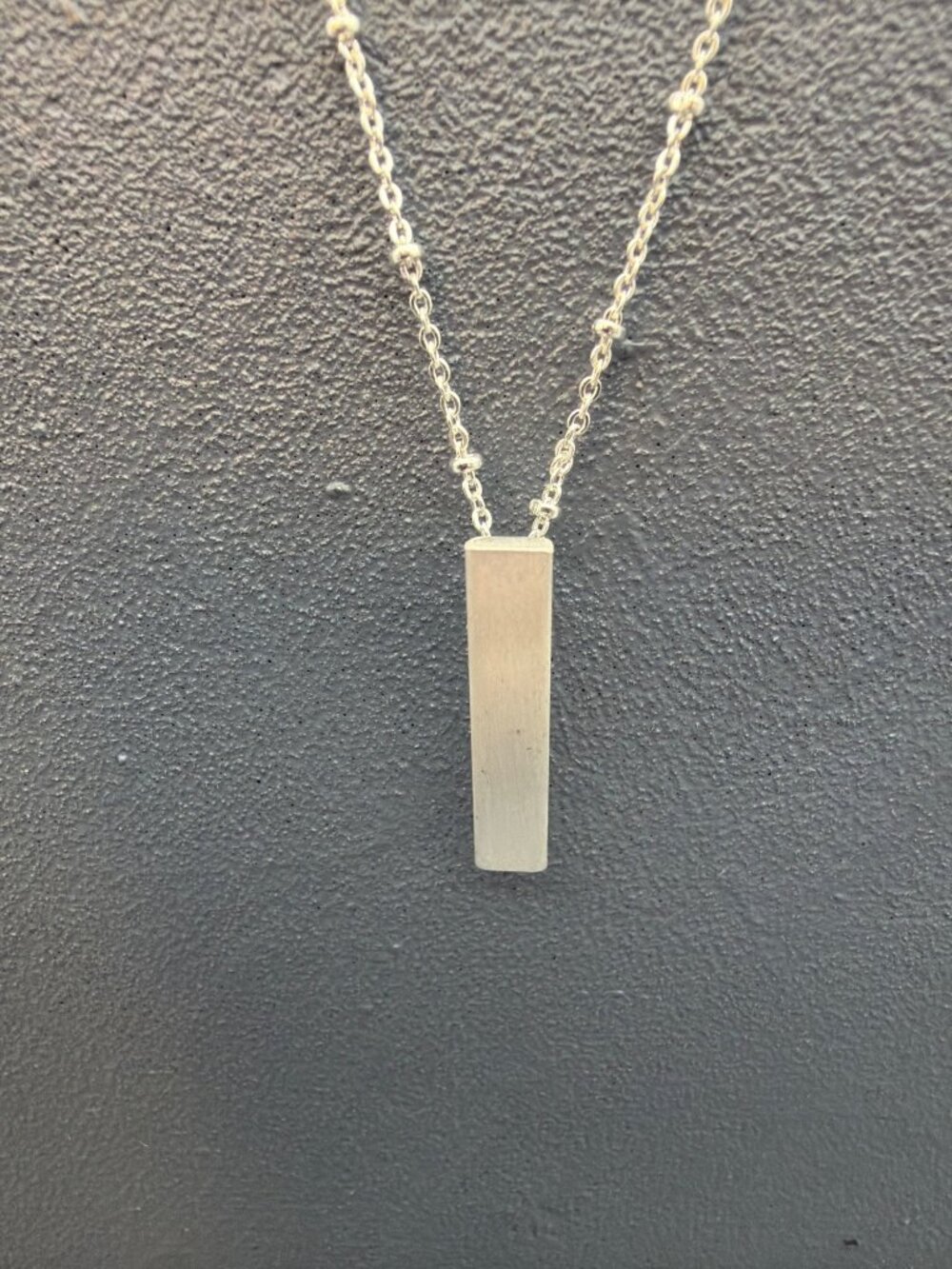 Minimalist Bar Pendant Necklace 31 In Silver Chain Simple Elegant Rectangle Glam